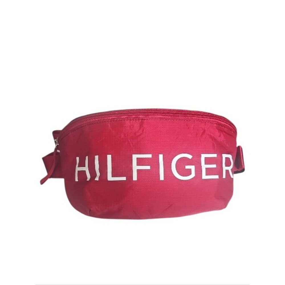 Tommy Hilfiger Logo Belt Bag Red Nylon Crossbody Fanny Pack Festival Travel